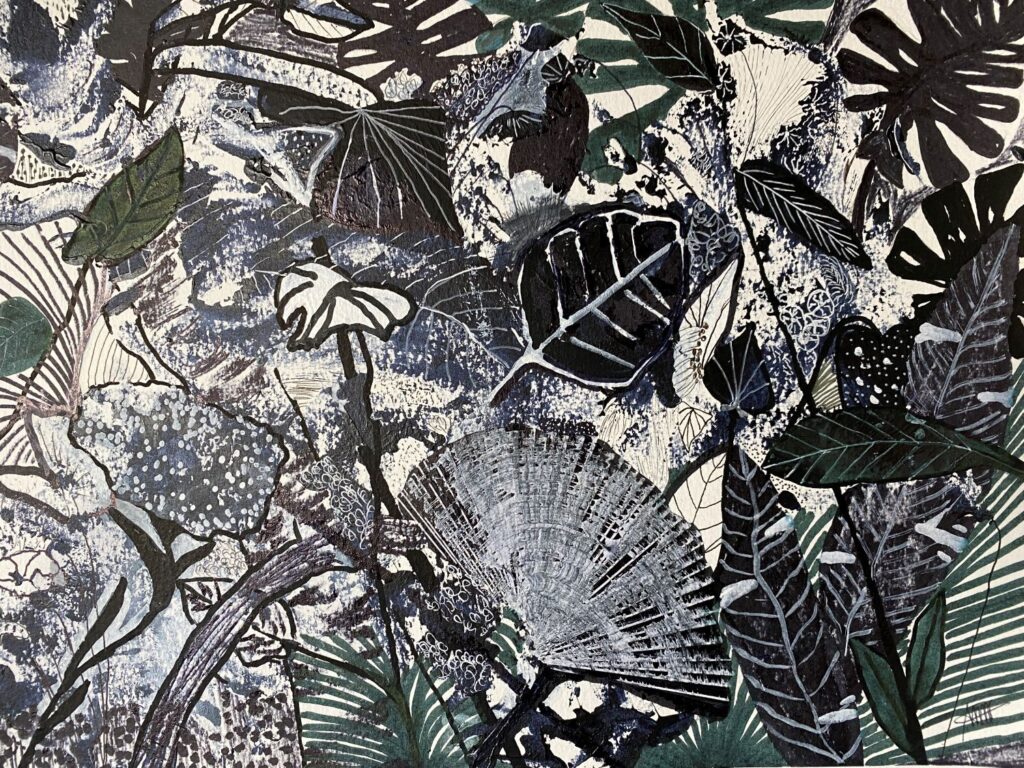 Jungle at night painting