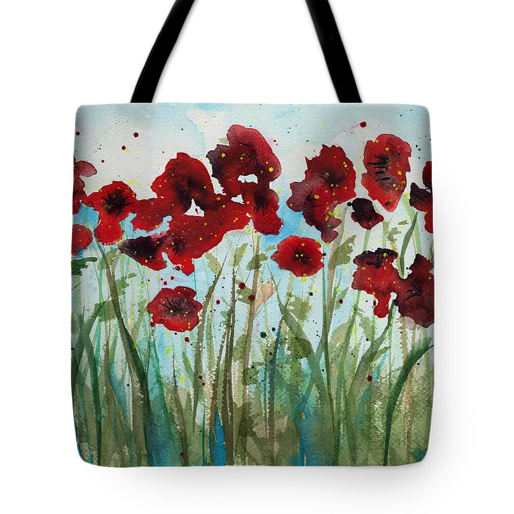 Summer Poppies in the Field Tote Bag